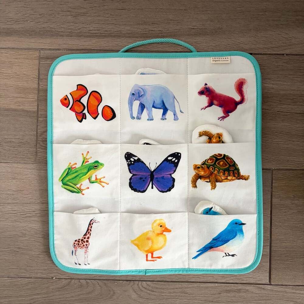 Lovevery Quilted Critter Pockets Matching Game Play Kit